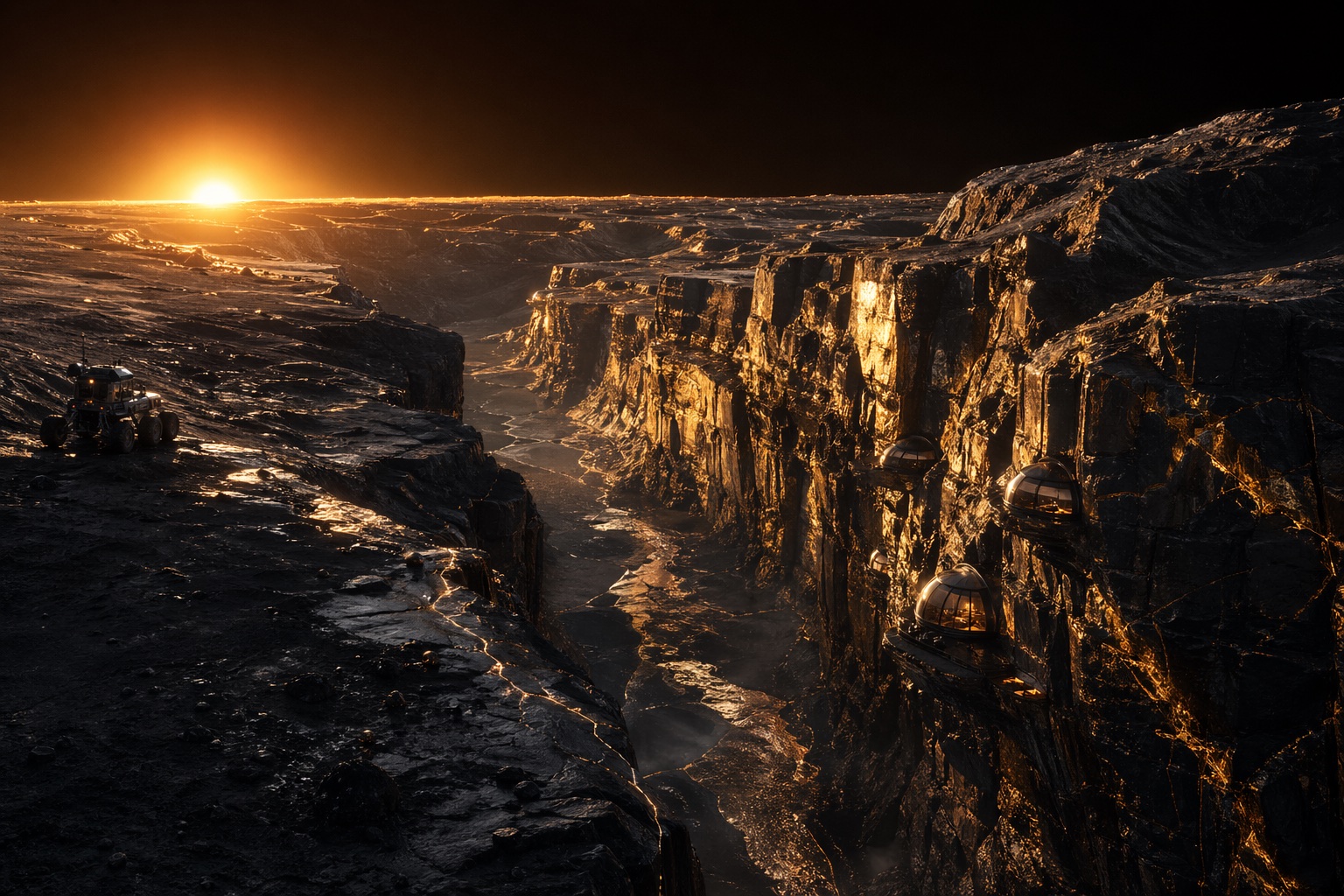 水星晨昏带熔金峡谷