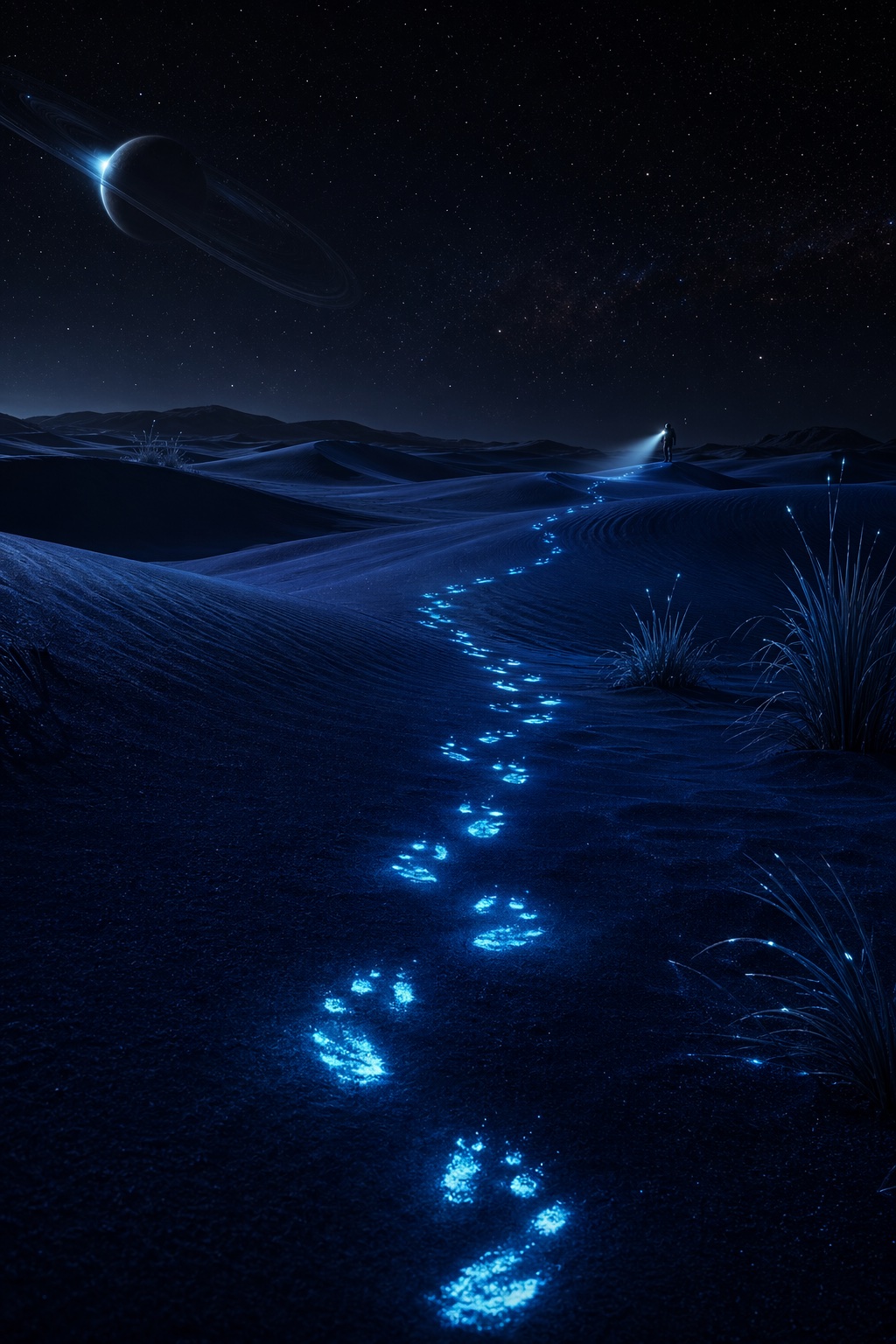 蓝色沙丘夜光足迹
