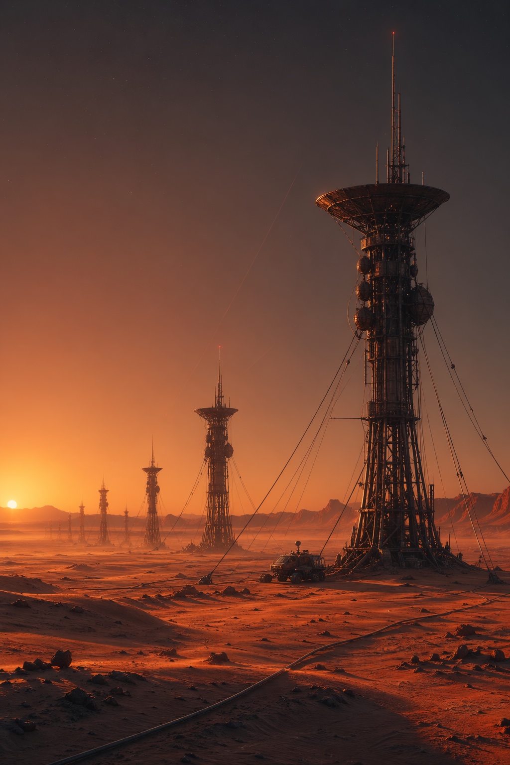 古老广播塔沙漠